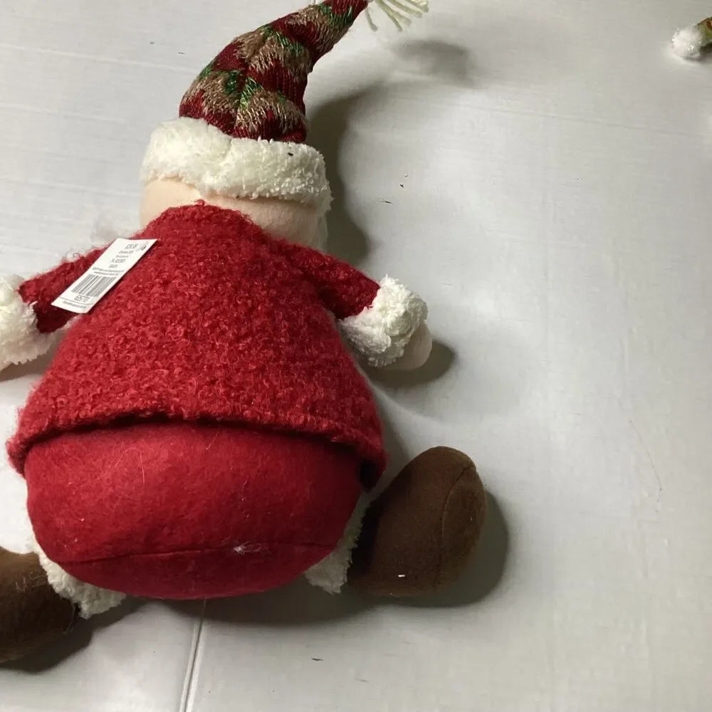 NWT Slhelf Sitter Santa Claus Plush Christmas Decor Fur Trim 17 x 12